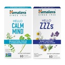 Himalaya Witaj spokojny umysł z Bacopa na relaks, Skup i koncentracja & Hello ZZZ z Melatonin na wsparcie snu, 60 Kapsułki Każdy - Bundle
