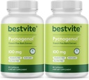 BESTVITE Pycnogenol 100 mg (120 kapsułek) (60x2) - Ekstrakt z kory sosnowej - bez stearynianów - bez glutenu - bez GMO
