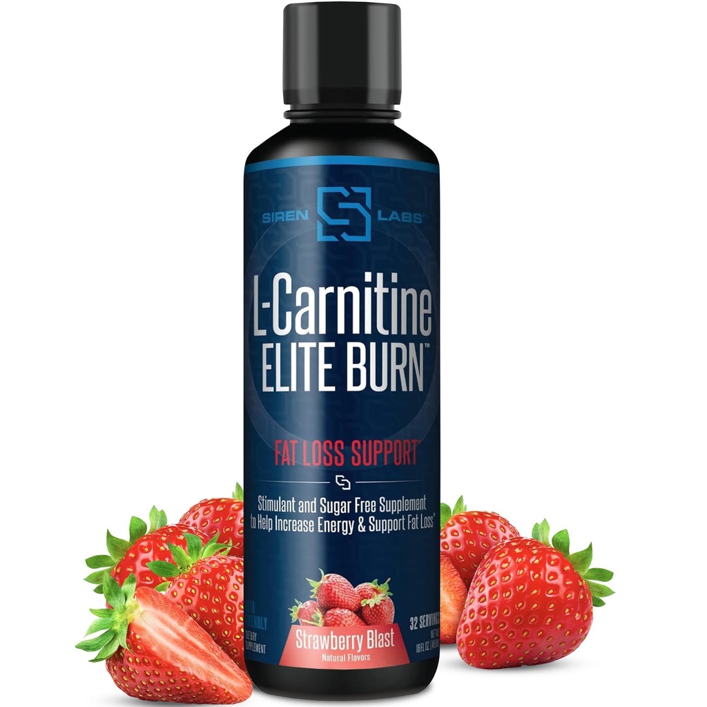 L- Carnitine Elite Burn Liquid Keto Fat Burner and Metabolizm Activator - Fat Loss Support Keto Friendly Weight Loss Increase Energy - Stymulant Free - Strawberry Blast 3000mg (32 Servings)