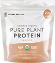 Global Healing Vegan Vanilla, Proszek białkowy na bazie roślin dla kobiet i mężczyzn, Organic, Meal Replacement (20 Servings, 20 g białka)
