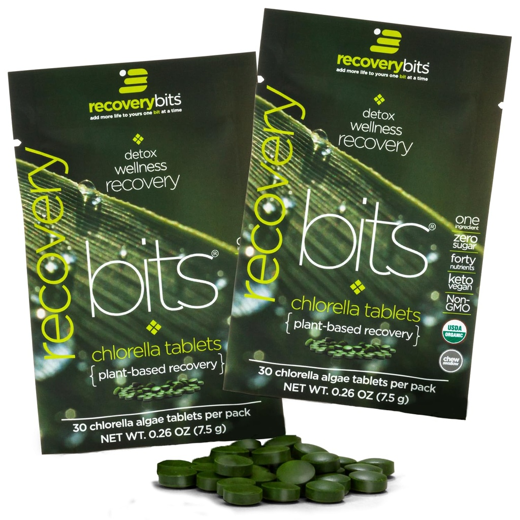 EVERYbits Organic Chlorella Algae Tablets, Superfood, Pure Green Algae, Wysokie Białko i włókno, Chlorophyll, Cracked Cell Wall Non-napromieniowane, do immunologicznego Boosting i Detox, Non-GMO, 60 Tabletki