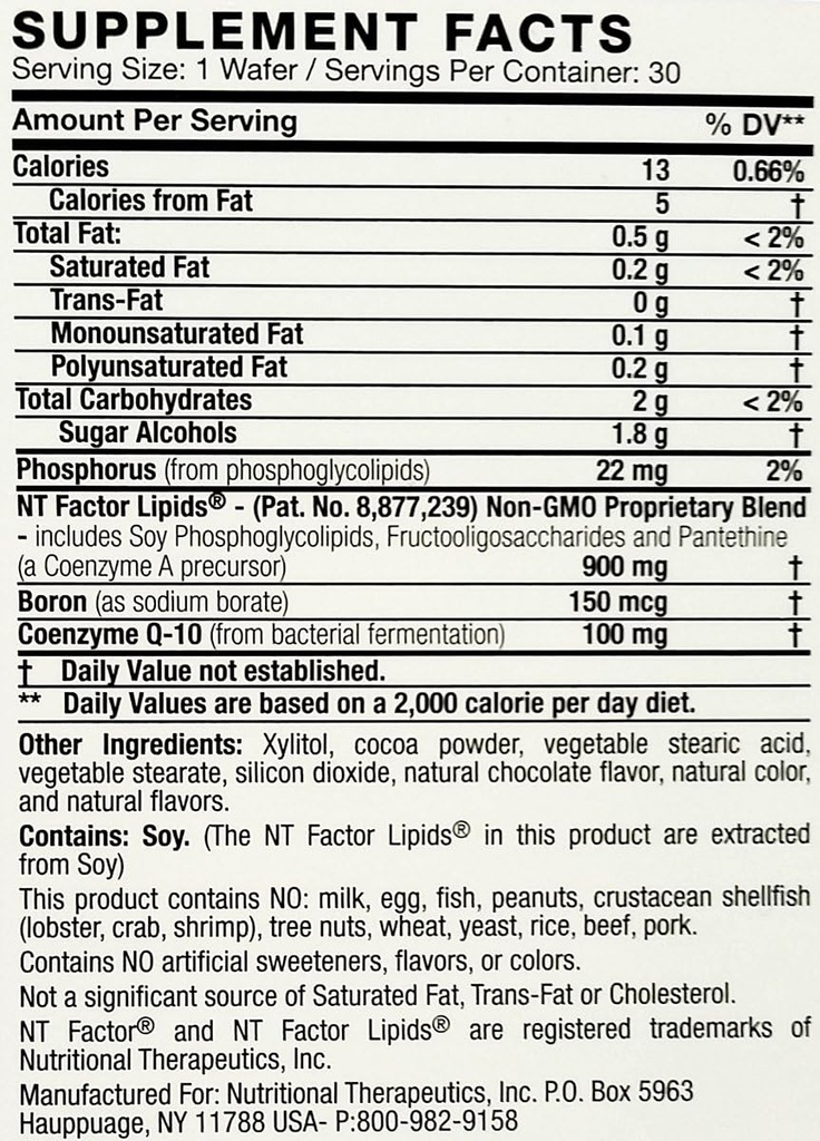Terapeutyka odżywcza - NT Factor z CoQ10 100 MG 30 Chocolate Chewable Wafers
