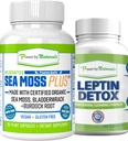 Power By Naturals: Organic Sea Moss i Leptin Detox Bundle - 60 Kapsułki wegańskie każdy - Plant- based, Gluten- Free Suplement do wzmocnienia immunologicznego i naturalne czyszczenie