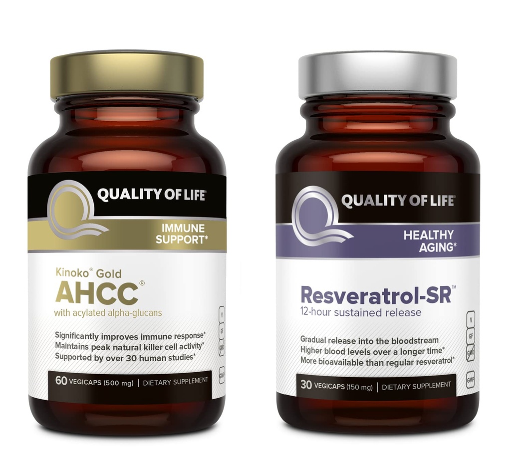 Jakość życia Funkcje Kinoko Gold AHCC i Resveratrol SR Trwała formuła Release - immunologiczna, Zdrowy Pasek Starszych