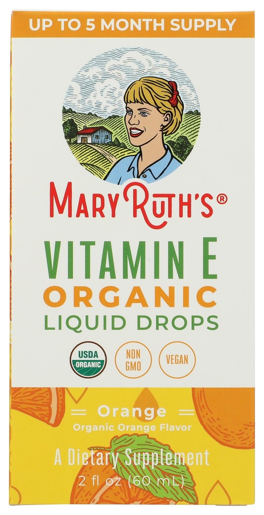Organiczna witamina E Mary Ruth, krople 2 Fz