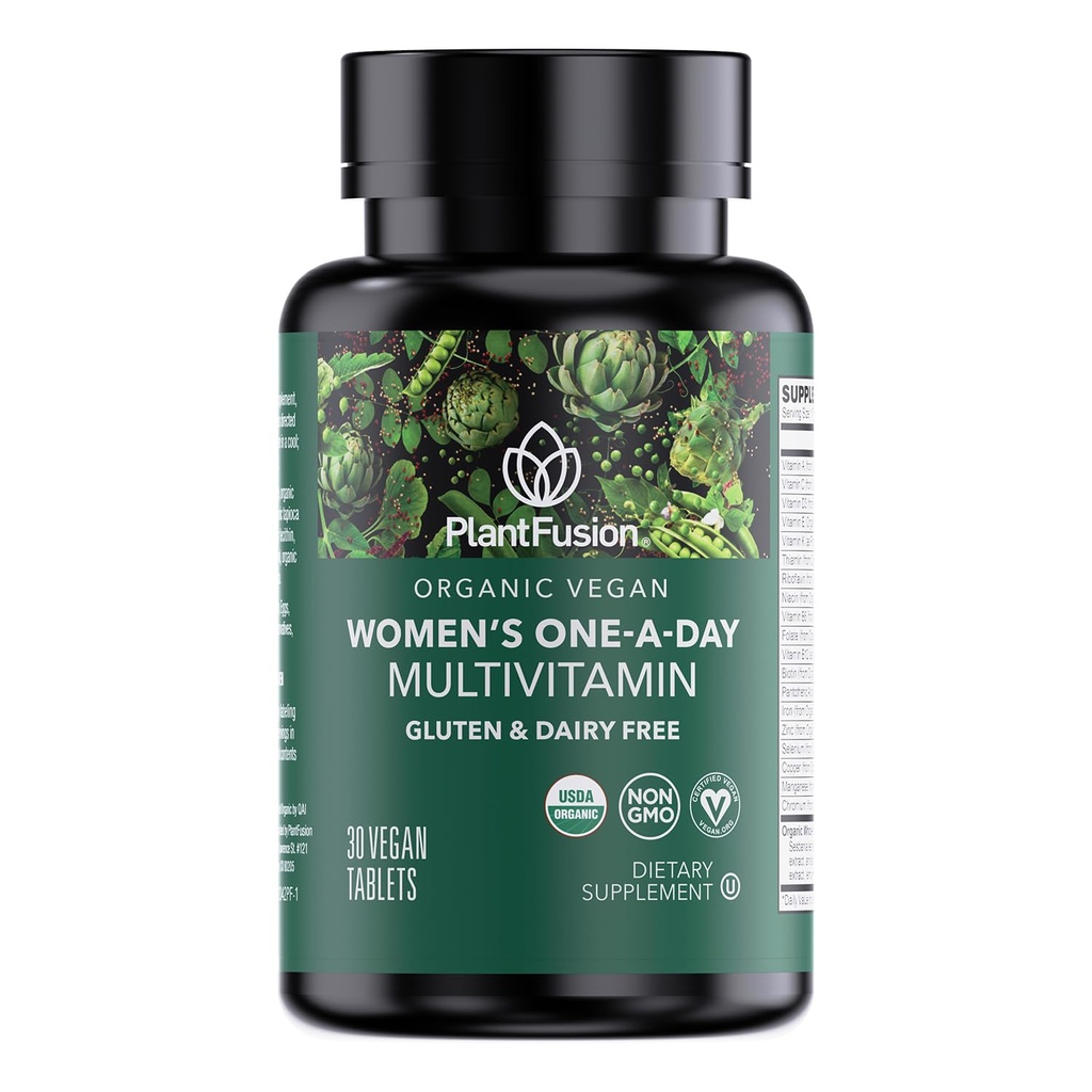 PlantFusion Organic Multivitamine for Women - One Daily Whole Food Blend Women 's Multivitamine - Vegan, Non-GMO, Gluten Free & Dairy Free - 30 Tablets (1 Month Supply)