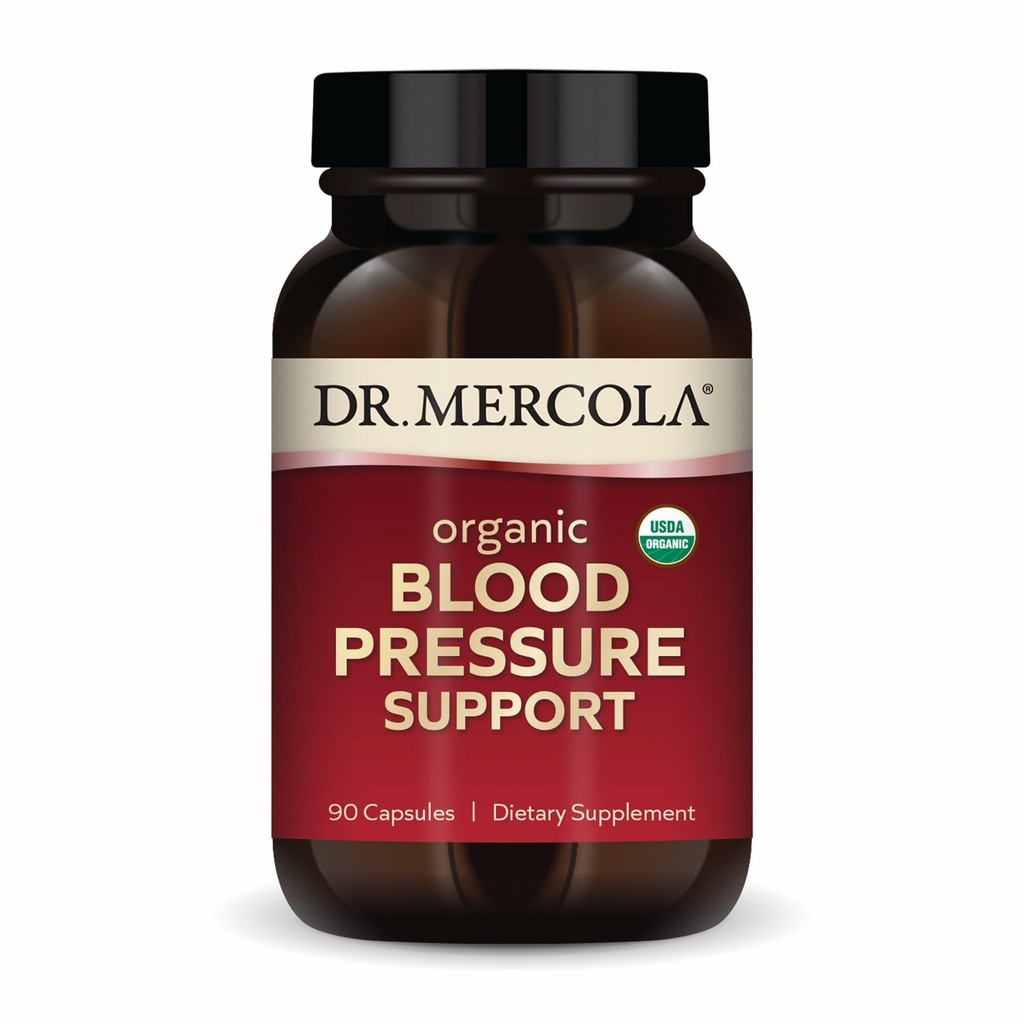 Dr Mercola Organic Blood Pressure Support - Wspiera zdrowe krążenie - Ekstrakt z nasion winorośli o wysokiej wydajności - Non-GMO & Soy- Free - 90 Kapsułki (90 Słupki)