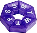 EZY DASE Cotygodniowy Pill Organizator, Medicine Box, i Planer witaminy, Travel Pill Planner, Przenośne Magazynowanie, 7- Sided, Purple, BPA Free