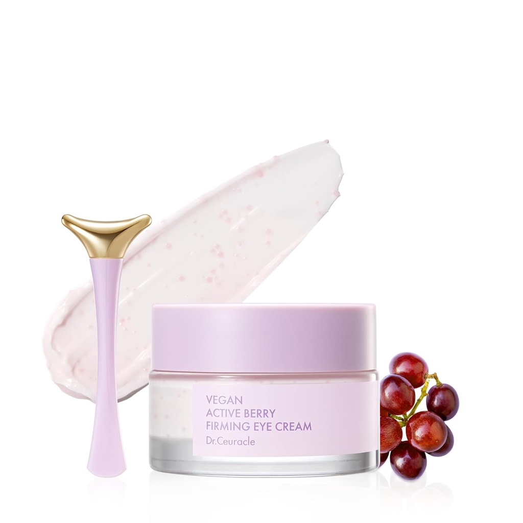 Dr.Ceuracle Vegan Active Berry Firming Eye Cream z wnioskodawcą - Hydrating Resveratrol Eye Treatment for Dark Circles and Puffiness, Koreański Skincare for Stocking Stuffers (32g / 1.12 oz.)