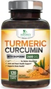 Kurkumina Kurkumina suplement 2600mg - 95% Kurkuminoidy z organicznym Turmeric & BioPerine Black Pepper Extract for Best Absorption, Natural Vegan Joint Support, Non-GMO, Butelkowane w USA - 120 Kapsułki