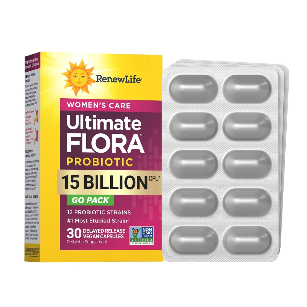 Renew Life Women 's Probiotic Kapsułki, Wspiera pH Równowaga dla kobiet, Waginalne, Urynalne, Trawienne i immunologiczne, L. Rhamnosus GG, Dairy, Soy i Gluten- Free, 15 Miliard CFU - 30 Ct