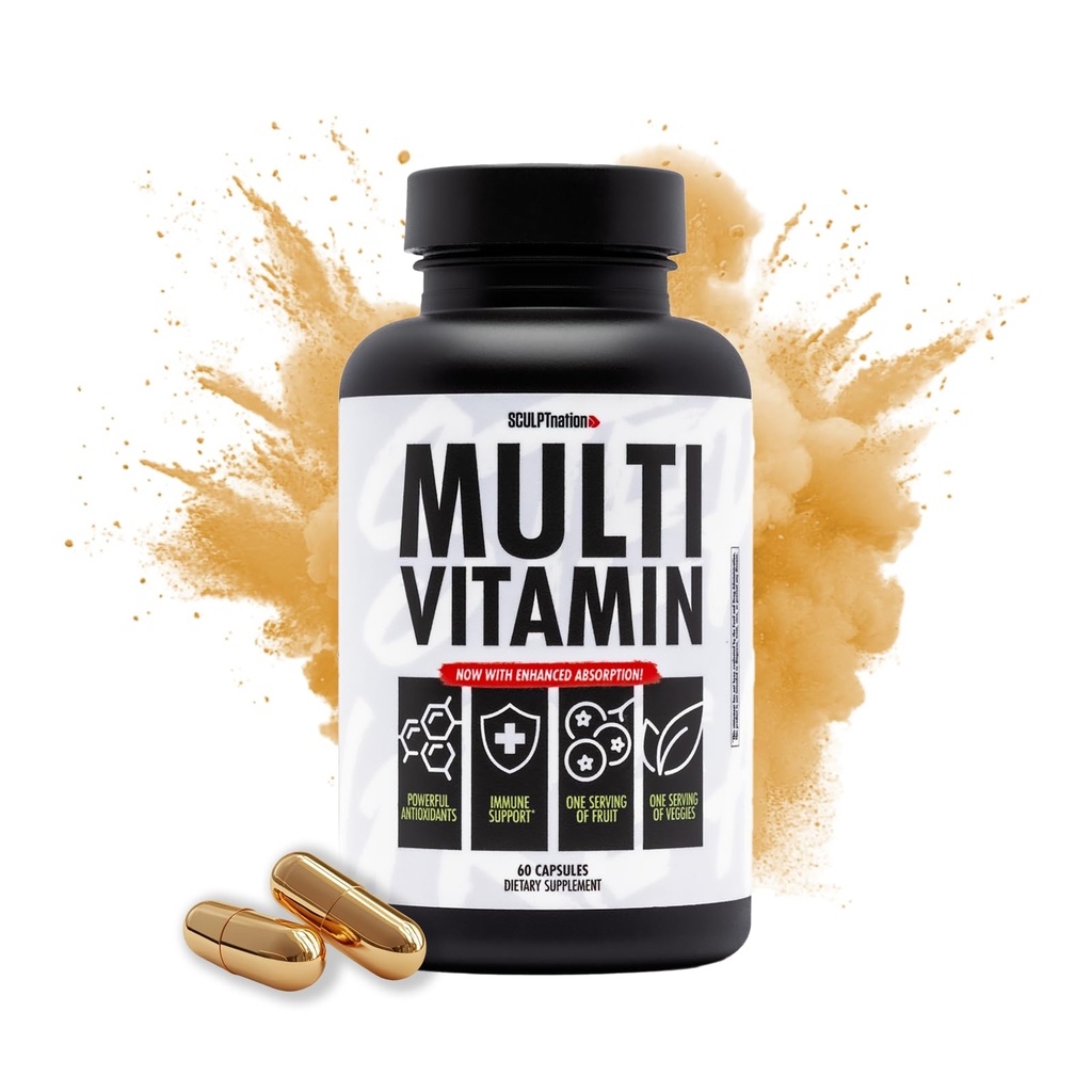 Sculpt Nation by V Shred Multivitamin - Daily Multivitamin for Women and Men with Zinc, Vitamin C, and Copper, Nutritional Support with One Serving of Fruit and Veggies - 60 Capsules