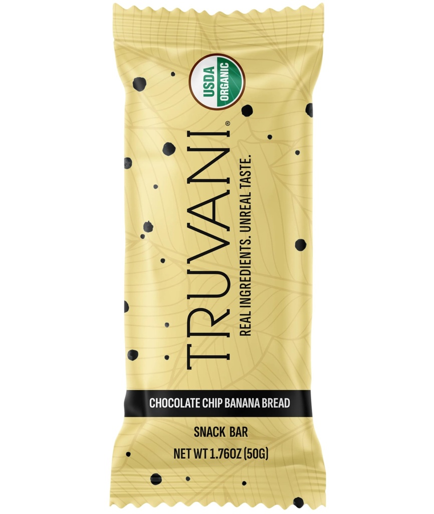 Truvani Plant Based Snack Bars: 124; Czekoladowy Chleb Banana 1 Pack: 124; 5g Białko: 124; USDA Organic i Vegan: 124; Jedyny bar: 124; nabiał: soja i gluten: 124; Indywidualnie zapakowany:
