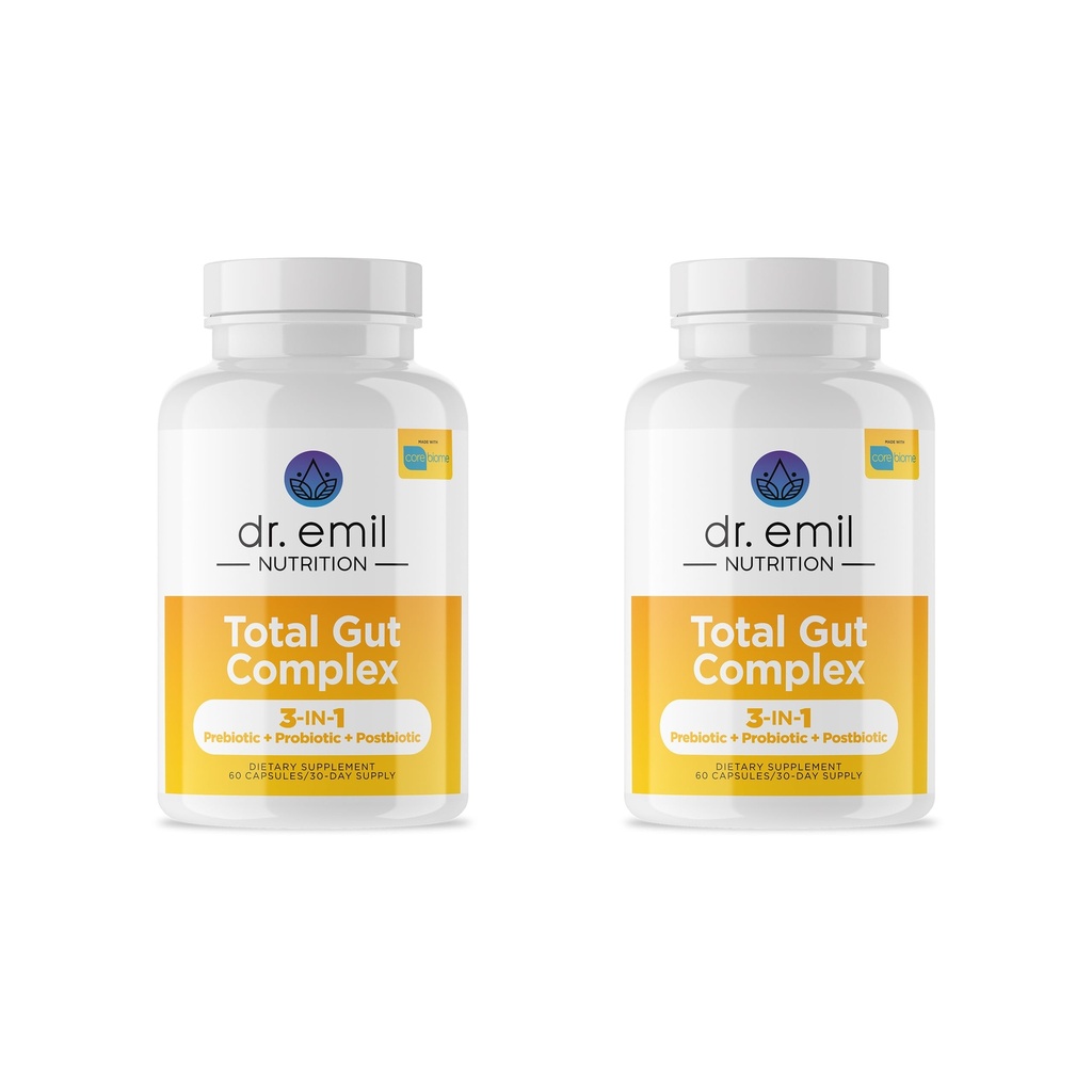 DR. EMIL NUTRITION Total Gut Health Complex - Prebiotic + Probiotic + Postbiotic Gut Health Supplements for Women and Men - Probiotics for Digestive Health & Gut Health, 120 kapsułki