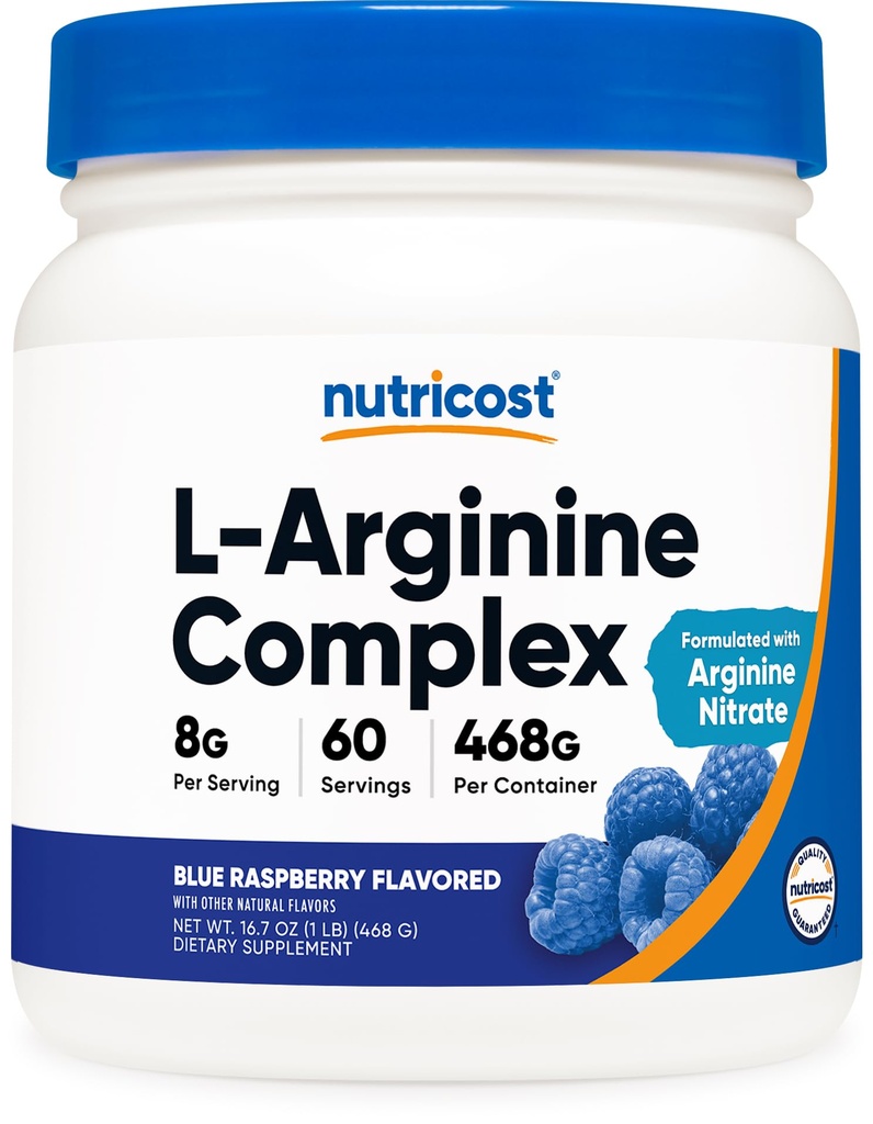 Nutricost L- Arginine Complex (Niebieski Malina, 60 Służenia) - Gluten Free, Non-GMO
