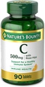 Nature 's Bounty Witamina C, Wsparcie dla zdrowego systemu immunologicznego, 500 mg Witamina C z róży, 90 Tabletki do żucia