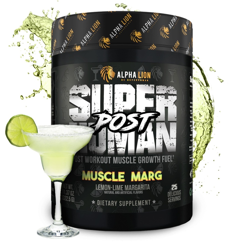Alpha Lion Superman Post Workout Proszek, Muscle Builder Drink, Monohydrat kreatora + Więcej dla Lean Muscle Growth, Siła & Volume, Suplement dla kobiet i mężczyzn (25 Służenie, Mięśnie Marg)
