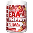Evlution Nutrition EAA Energy - Powder Pre & Post Workout - Muscle Building & Recovery Supplement - 7g Essential Acids + 5g BCAA - Clean Energy - z kofeiną - 30 Słupki - Fruit Punch