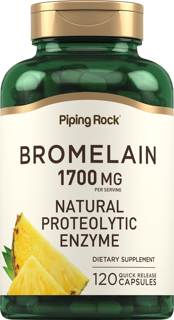 Piping Rock Bromelain Supplement Equipment 124; 1700 mg Equipment 124; 120 Kapsułek Equipment 124; Ananas Enzyme Equipment 124; Non- GMO, Gluten Free