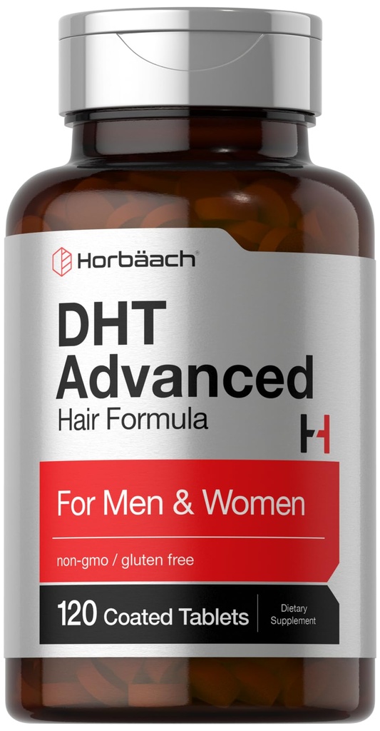Horbäach DHT Zaawansowana formuła włosów 124; 120 tabletek 124; Non-GMO i gluten Free Hair Formula Mieszanka z Saw Palmetto, Kudzu i Fo- Ti