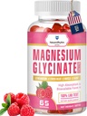 Rhythm Magnezu Gummies 500mg - 65 Ct < 124; Magnezu Glicynian Suplementy do relaksacji, Stress Relief i Sen dla dorosłych & Dzieci Smaczne i Tangy Malina Flavor