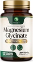 Glicynian magnezu 500 mg - Chelatowany dla Ultra Wchłanianie - Wspiera kości, mięśnie, Nerwy i Heart Health, Nature 's Sleep Support, Najlepszy suplement magnezu Pigułki dla całego ciała Wsparcie - 120 Tabletki