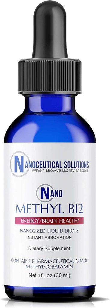 NANO METYL B- 12, 1000MCG Methylcobalamina, nanowielkości krople płynne do INSTANT ABSORPTION, East to use. Pyszne Berry Flavor.