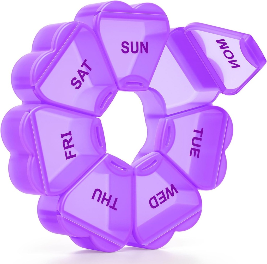 Duży tygodniowy pill organizer, Pill Box 7 Day, KAPENS Daily Witamina Case duże zespoły pojemnościowe, Pill Container for Fish Oil Medicine Supplements, Purpurowy