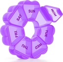 Duży tygodniowy pill organizer, Pill Box 7 Day, KAPENS Daily Witamina Case duże zespoły pojemnościowe, Pill Container for Fish Oil Medicine Supplements, Purpurowy