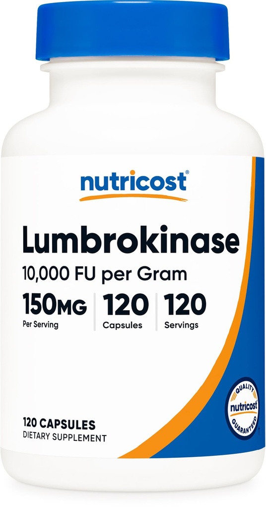 Nutricost Lumbrokinaza kapsułki 150 mg (120 kapsułek) - bez glutenu, wegan, bez GMO-