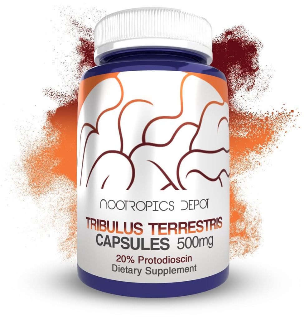 Notropics Depot Tribulus Extract Kapsułki 124; 500 mg 124; 20% Protodoscyna 124; Tribulus terrestris contained 124; Fitness, Mood, & Vitality contained 124; 60 Count