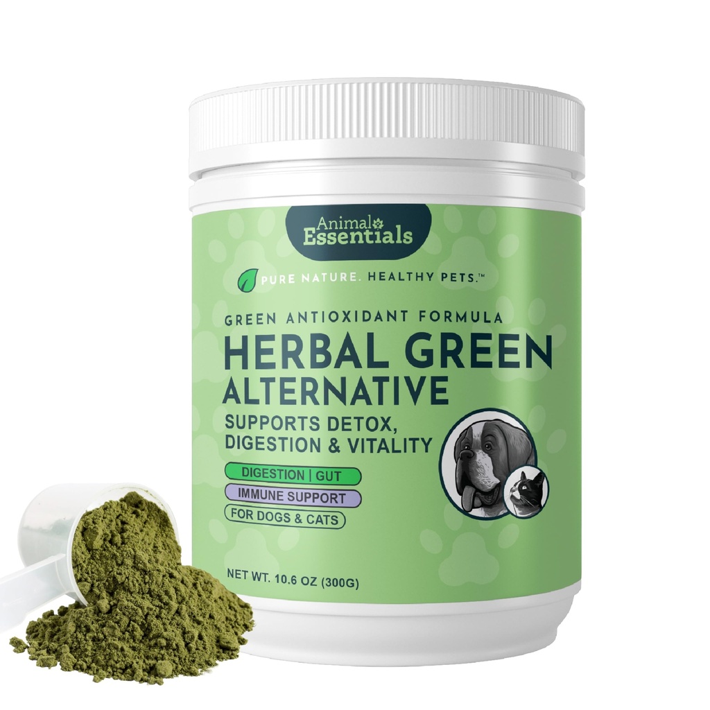 Esentials zwierząt Herbal Green Alternatywa dla psów i kotów - Super Zielone Proszek suplement ziołowy Spirulina, Przeciwutleniacze, Chlorofil - 12 Oz