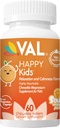 VAL Kids Magnesium | Calm + Focus Formula | 100mg Mg (Glycinate, Citrate, Taurate) + B6, D3, C | Sugar-Free, Non-GMO | Fun Chewable Tablets | Orange Flavor | 60 Ct