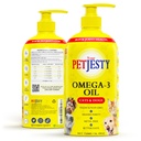 PetJesty Pure Omega 3 Oil for Dogs & Cats 26.39oz - Omega 3 Skin & Coat Support- Płynny suplement żywnościowy dla zwierząt domowych - Vegan pet + DHA for Joint Function, Immune & Heart Health, Non Fish Oil Dog and Cat
