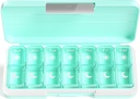 Zoksi Am Pm Pill Organizator 7 Dzień, Cotygodniowe Pill Box 2 razy dziennie, Medicine Pill Organizator z oddzielnym składem, Travel Pill Case Dispenser Przenośne dla witamin, Oleje rybne, Leki (Zielony)