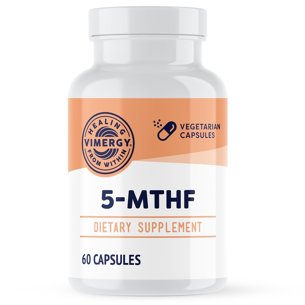 Vimergy 5 - MTHF kapsułki - 60 Podawanie (1 Kapsułka / Podawanie) 8500mcg L- Metylofolat Glukozamina i 500 mcg suplement witaminy B12 - Biodostępny suplement foliowy dla kobiet i mężczyzn Vegan 5 mthf (60 ct)