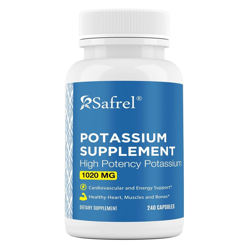 Safral suplement potasu, 1020 mg, 120 Służenia, 240 Kapsułki wegetariańskie, Non-GMO, Gluten Free, Made in USA