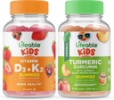 Żywa Witamina D3 + Witamina K2 Dzieci + Kurkumina kurkumina Kurkumina, Gummies Bundle - Great Desting, Suplement witaminy, Gluten Free, GMO Free, Gummy do żucia
