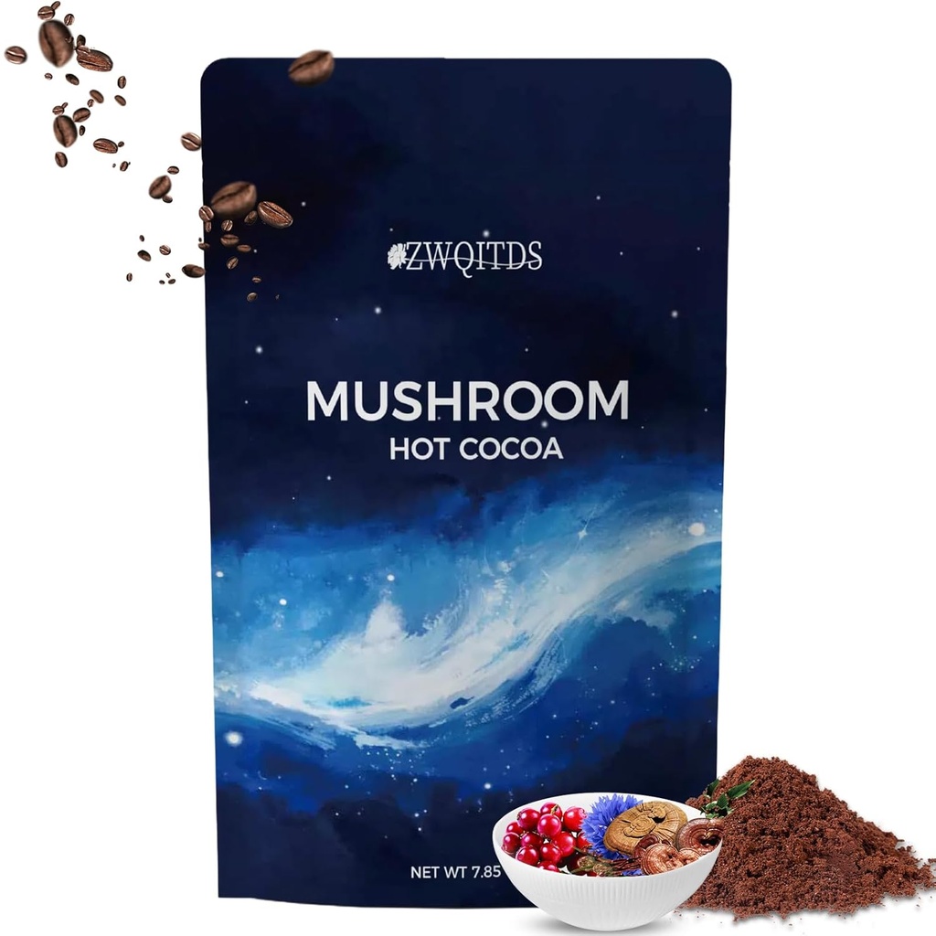 Grzyb Hot Cocoa, Melatonin Sleep Assistance 124; Keto Cocoa Powder With Mushroom For Sleep Assistance 124; Melatonina, Reishi, Glicyna, Cacao, L- Theanine, Chicory Assistant 124; Pojedyncza dawka: 1 tbsp (11 g) Dostępny 20 razy