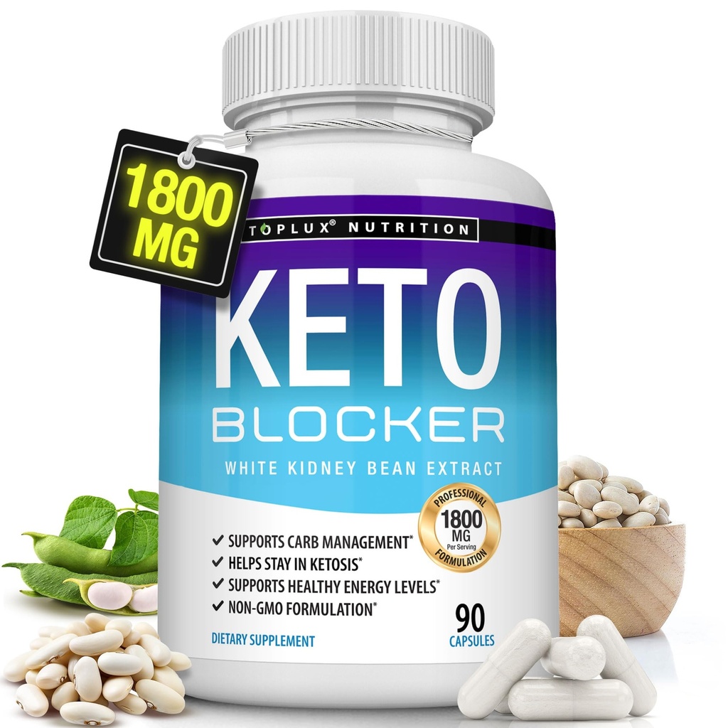 Toplux Keto Blocker Pills White Nerki Bean Extract - 1800 mg Natural Ketosis, Support Keto Diet, dla mężczyzn Kobiety, 90 Kapsułki, Suplement