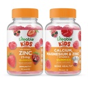 Żywe Cynk 25mg Dzieci + Wapnia Magnezu i cynku Dzieci, Gummies Bundle - Great Desting, Suplement witaminy, Gluten Free, GMO Free, Gummy do żucia