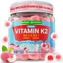 Witamina K2 Gummies MK- 7 200 µg i MK- 4 500 µg dla Kobiet i Mężczyzn bez cukru, Perfect 2- IN-1 Full Spectrum witaminy K2 Suplement do kości, He- art, Promotuje Wchłanianie wapnia, Mózg, Zęby, Immune, 1Pack