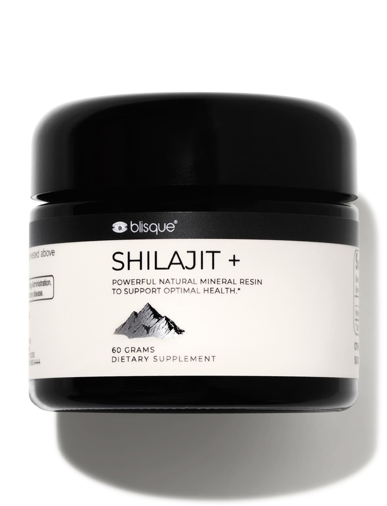 Blisque - Pure Himalayan Organic Shilajit Resin Supplement Agregat 124; Autentyczne i naturalne 124; Golden Grade A Agregates 124; Zawiera kwas Fulvic i minerały śladowe 124; 60 Grams