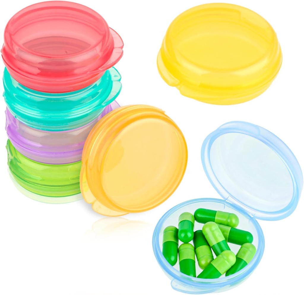Amabro Small Pill Organizer Box, 7 PCS Travel Pill Cases Przenośny pojemnik na pióro codziennie Mini Pill Case Holder for Pocket Purse Brilcase Pills Medicine Cod Liver Oil Storage Box Earplug Case
