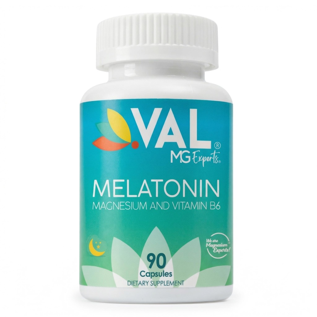 Eksperci VAL Mg Melatonina 3mg z witaminą B6 & Magnezu 124; 90-dniowe dostawy 124; Wsparcie snu & Zdrowy Circadian Rhythm