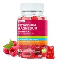 Gumie magnezowe potasu - Wysoka absorpcja Glucynian magnezu i Cytrynian potasu Plus Koenzym Q10, DHA, D3, Mineral & Wapń dla Zzz, Kurcze nóg i mięśnie - 60 Gumiaki malinowe