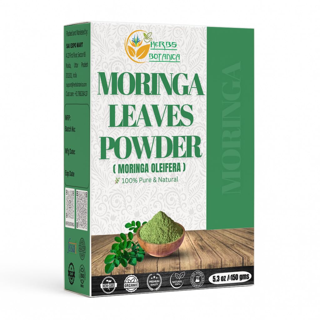Zioła Botanica Moringa Liść proszek Liście oleifera Pure Premium Indyjski proszek Naturalne świeże Rano pić witaminy i immunologiczne witaminy Superfoods 5.3oz Opakowanie