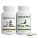 BiOptimizers Magnezu Breakthrough 4.0, (60 kapsułek) & MassZymes 4.0, (250 kapsułek) - Natural Sleep, Mózg i suplement diety zdrowia