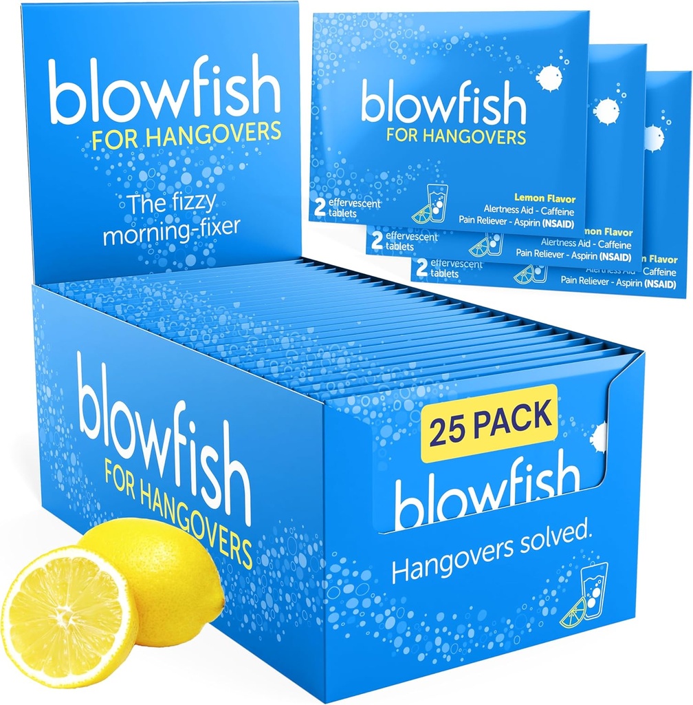 Blowfish dla Hangovers 124; Perfect for Welcome Bags, Hancac Kits, Wedding & Bachelorette Ulubione 124; Szybkie Hancac Relief 124; 25 Pojedyncza dawka Koperty 124; Zaczyna działać w 15 Minut