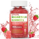 Glucynian magnezu Gummies 800mg na Podawanie, Suplement bez cukru Magnezu z Magnezu Malenian, Wapń, Witamina D3, B6, CoQ10 dla spokojnego wsparcia i snu dla dorosłych Dzieci